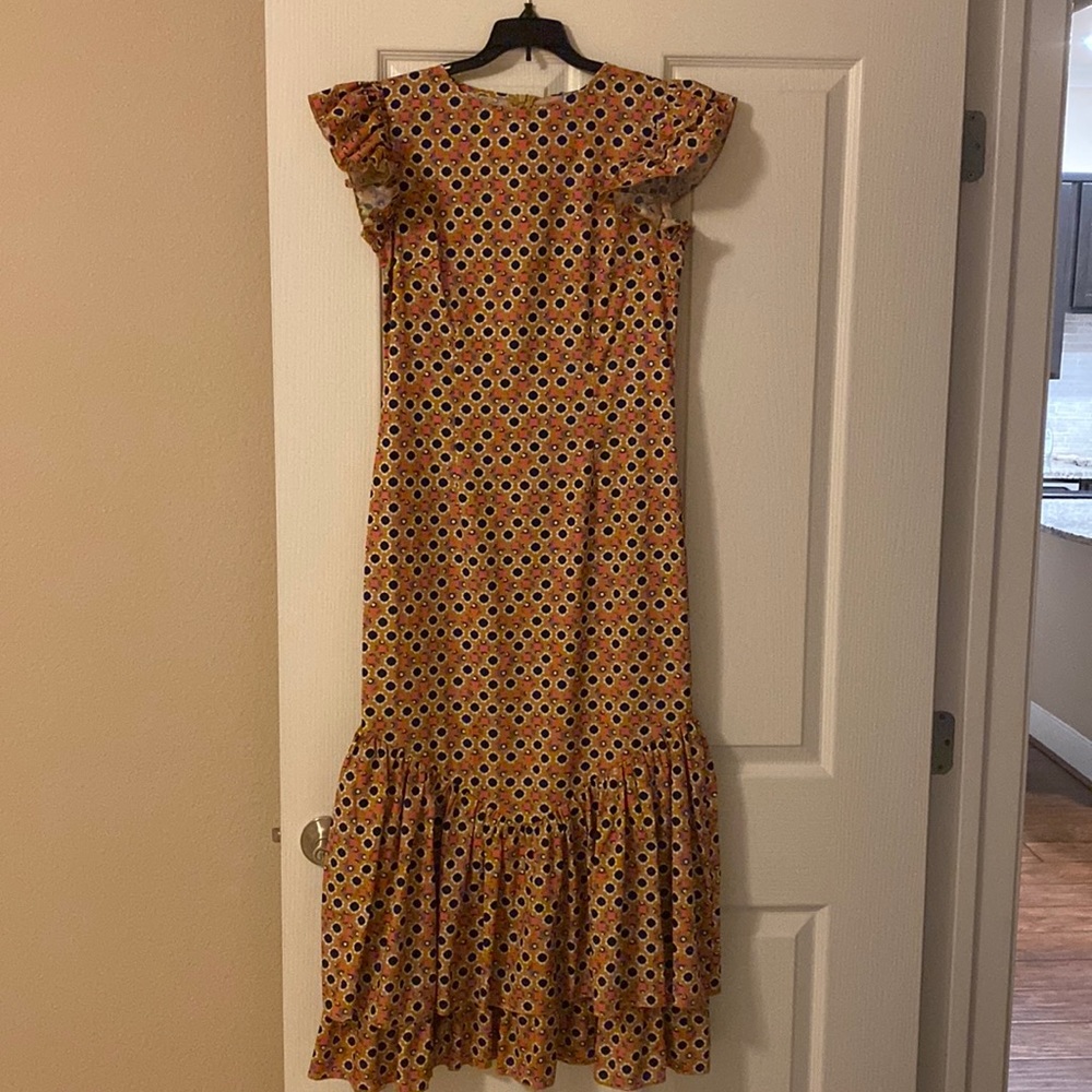 Long mustard print dress